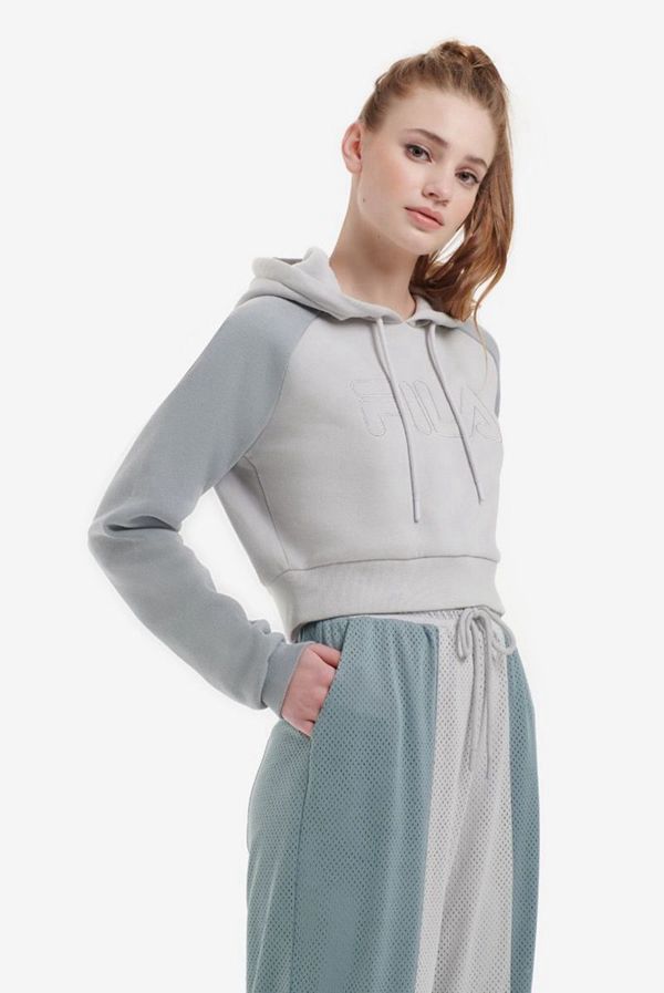 Fila Valeria Colour Block Raglan Women's Hoodies - Grey/Silver,NZ 780-74163